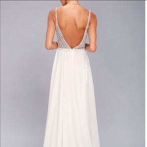 Lulus white rhinestone & beaded wedding/prom dress